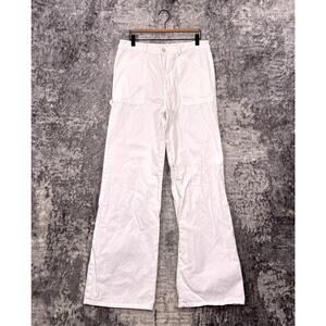 Nili Lotan Jeans 12 Womens White Denim High Waist Wide Leg Carpenter Utility